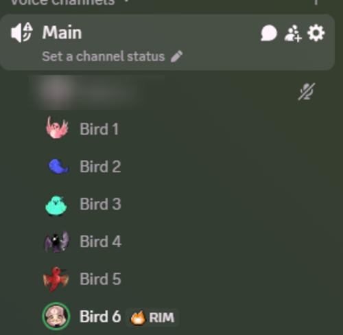 Group of bots that follow people in a channel or fly away when scared