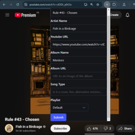 Uploading a new song using the Chrome extension
