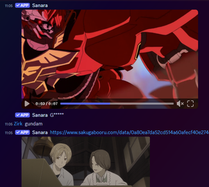 Example of 'anime' game where user need to make a guess from a clip